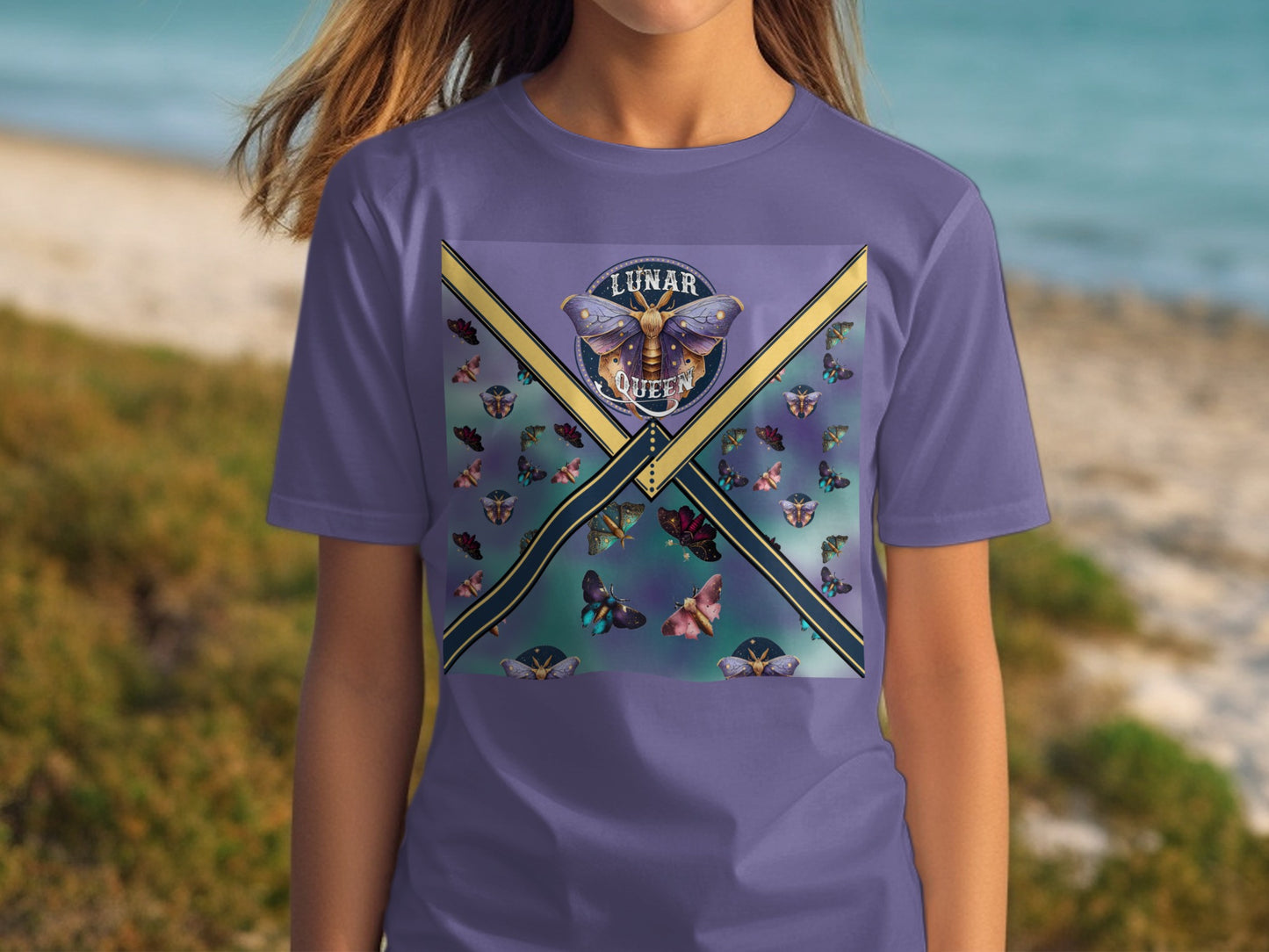 Lunar Queen Butterfly Graphic Design T-shirt