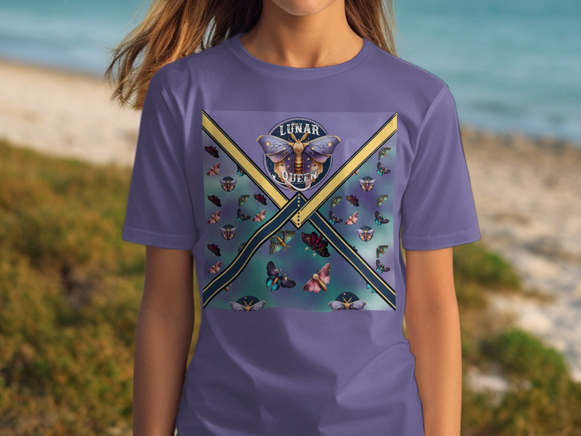 Lunar Queen Butterfly Graphic Design T-shirt