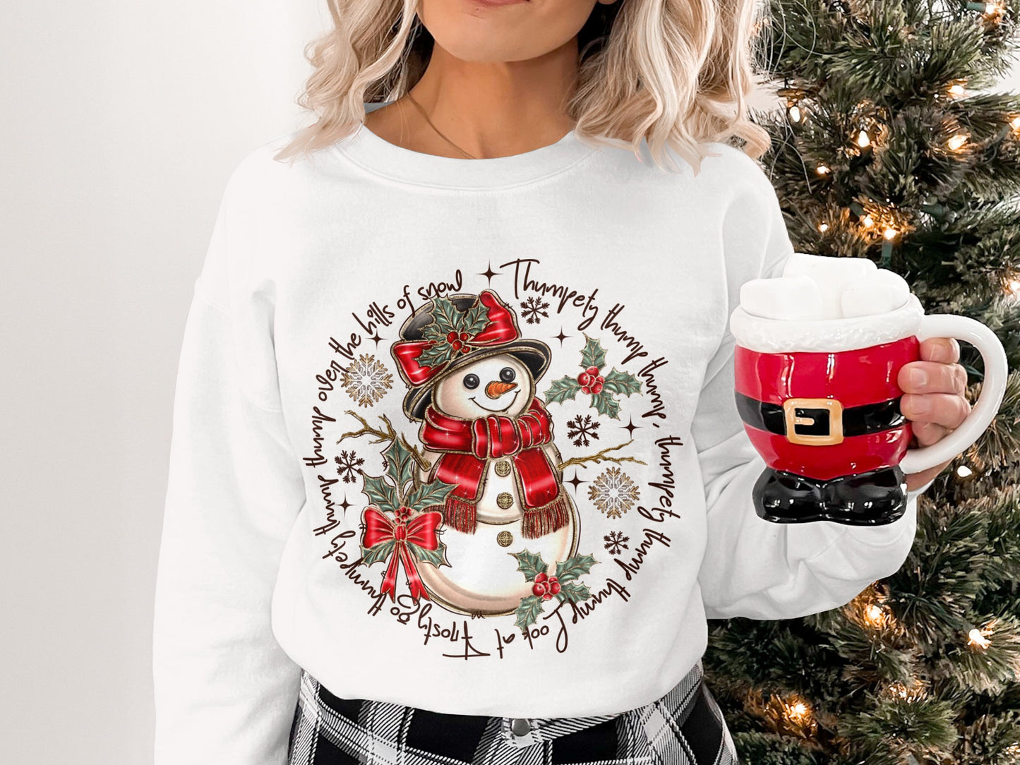 Christmas Snowman Tummy Full of Snow Sweatshirt