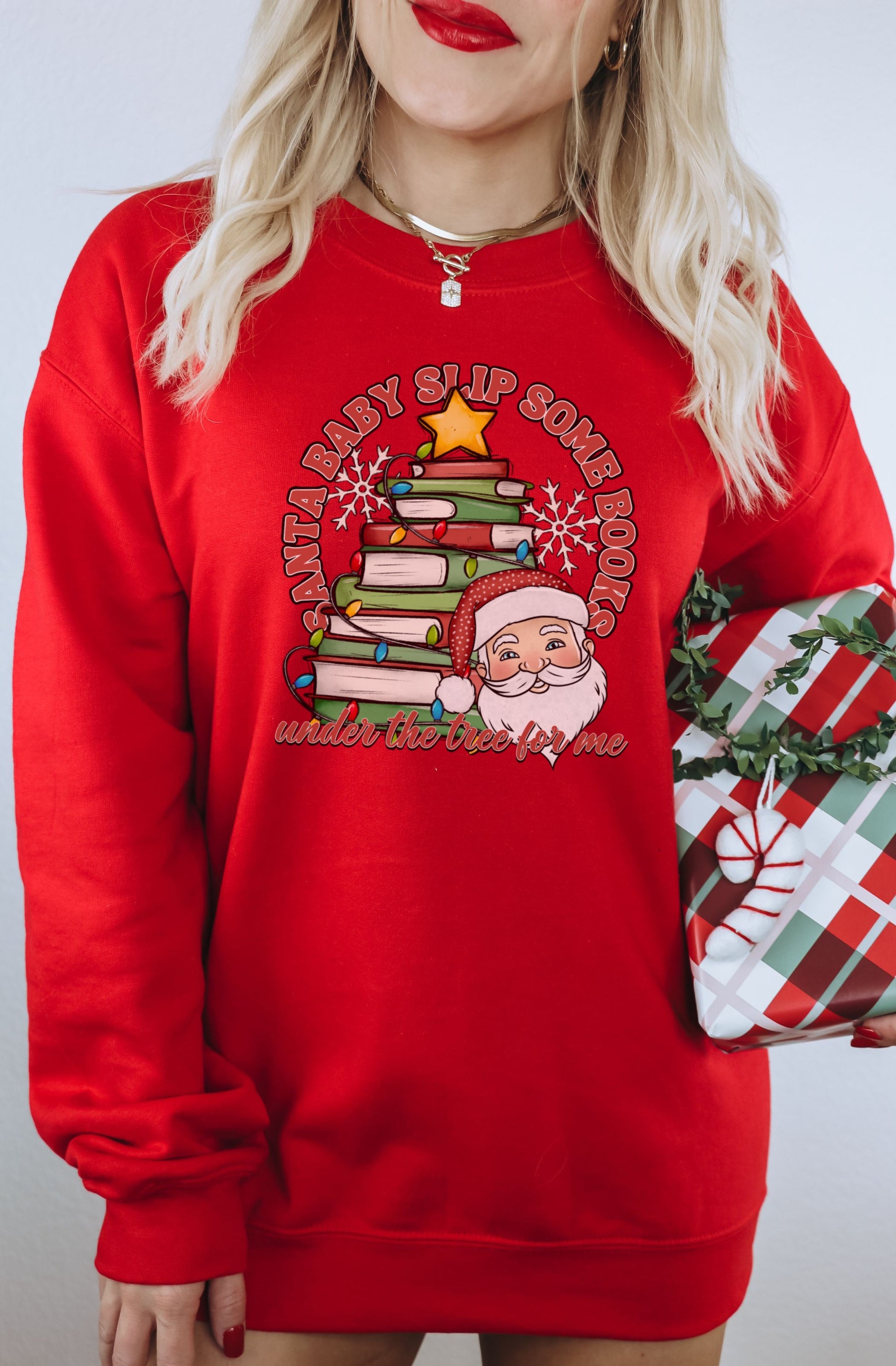 Santa Baby Reading Sweatshirt Festive Holiday Wear