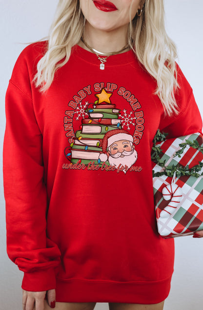 Santa Baby Reading Sweatshirt Festive Holiday Wear