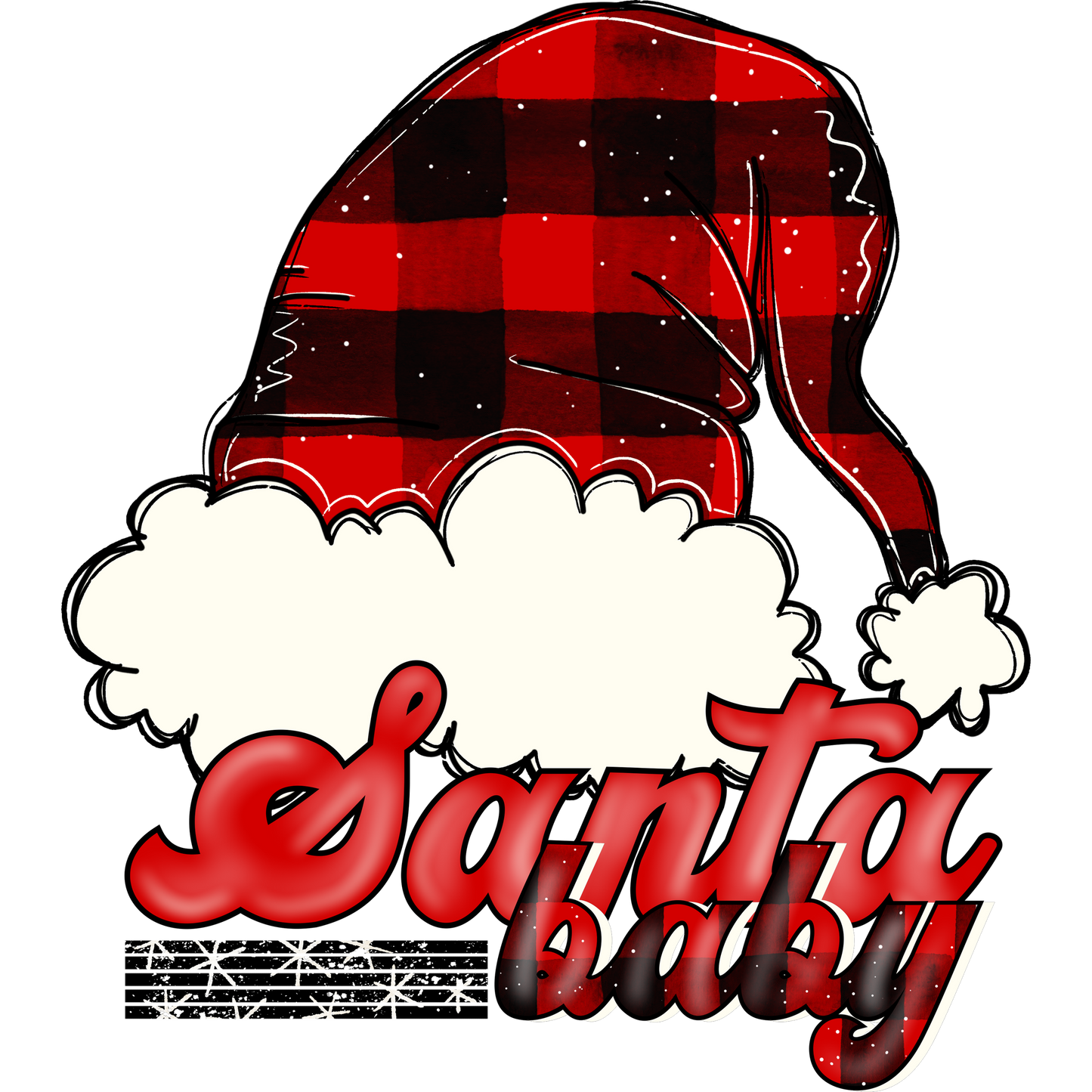 Santa Baby Plaid Hat Christmas T-Shirt Design