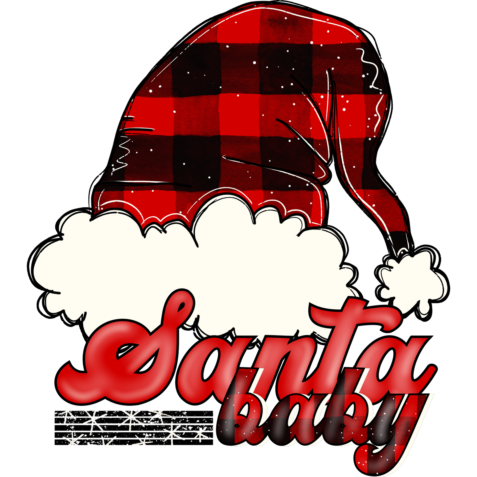 Santa Baby Plaid Hat Christmas T-Shirt Design
