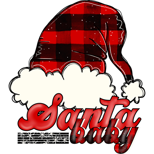 Santa Baby Plaid Hat Christmas T-Shirt Design