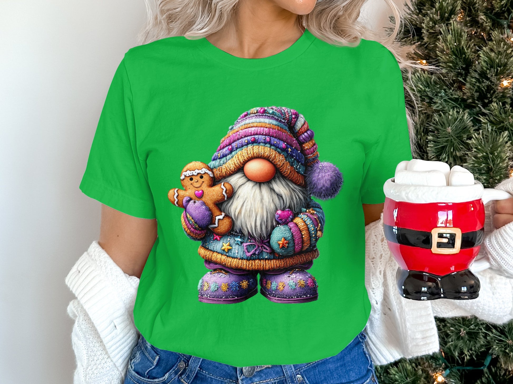 Festive Gnome Holding Gingerbread T-Shirt
