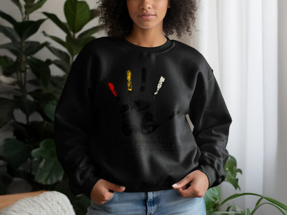 Handprint Design Sweatshirt With Unique Color Accents