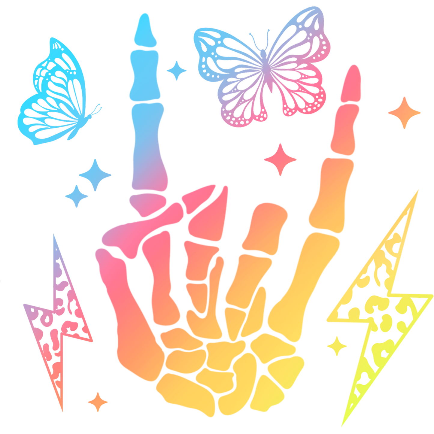 Colorful Rainbow Hand Sign With Butterflies Art Print