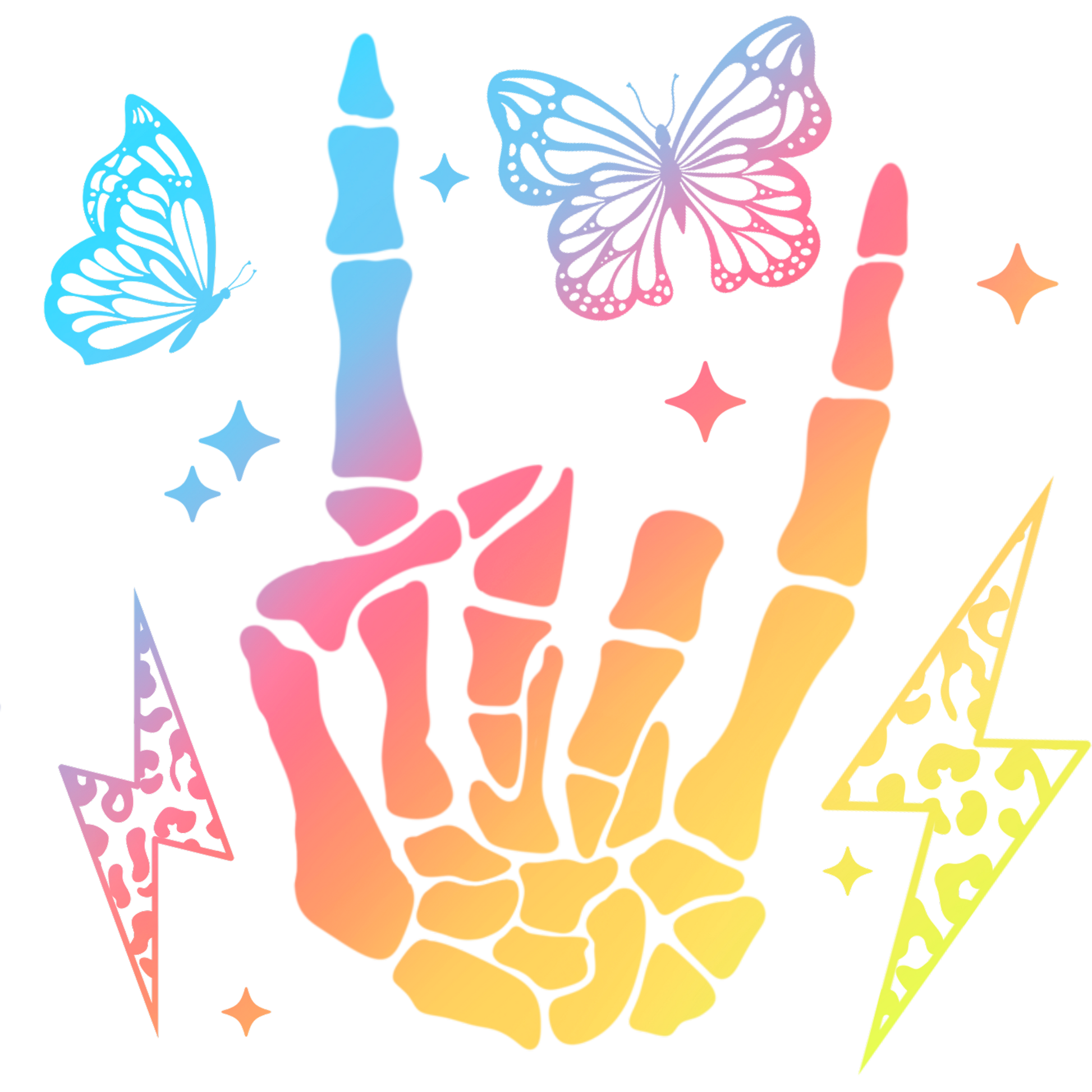 Colorful Rainbow Hand Sign With Butterflies Art Print