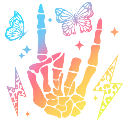 Colorful Rainbow Hand Sign With Butterflies Art Print