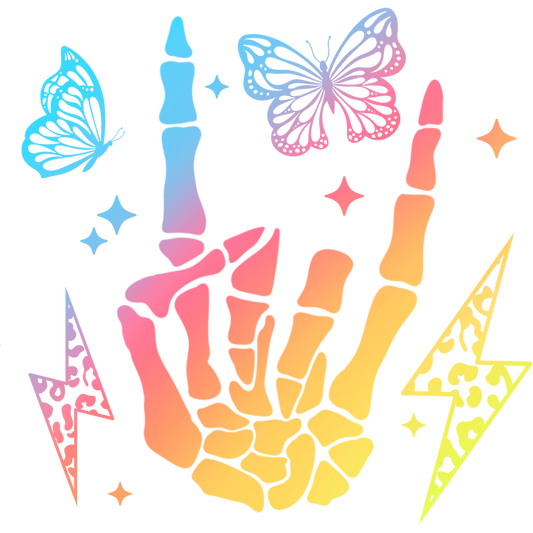 Colorful Rainbow Hand Sign With Butterflies Art Print