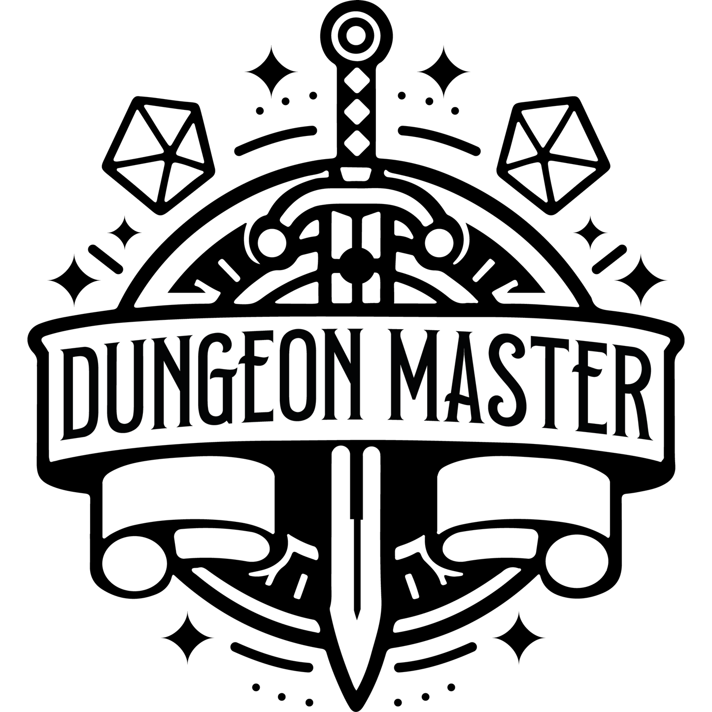 Dungeon Master Sword and Dice Logo Design product