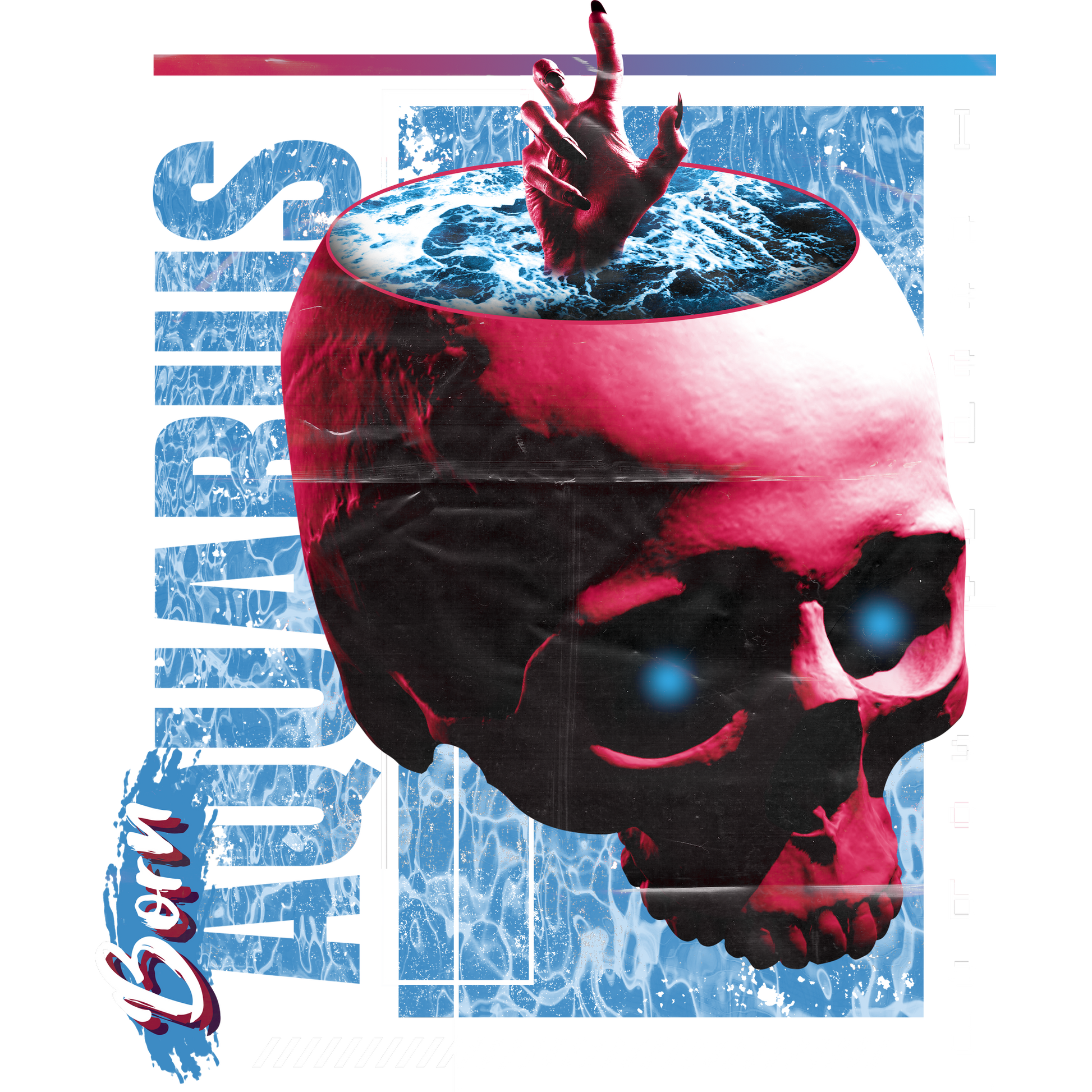 Born Aquarius Skull Graphic Art Print