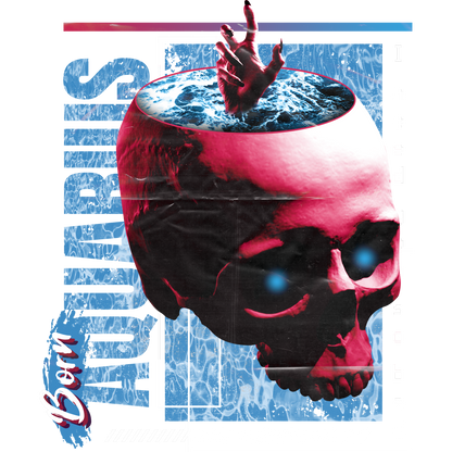 Born Aquarius Skull Graphic Art Print