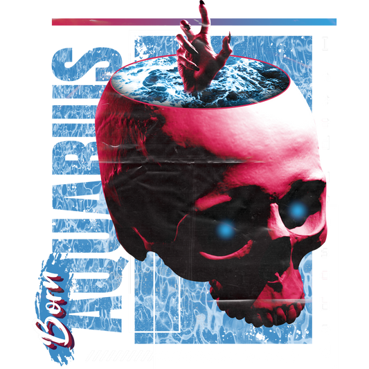 Born Aquarius Skull Graphic Art Print