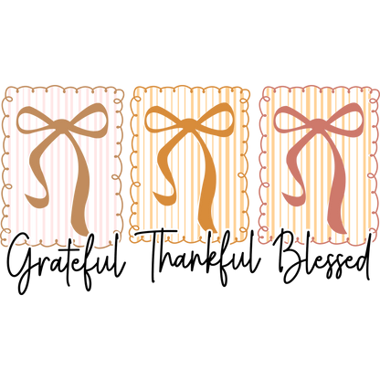 Grateful Thankful Blessed Striped Greeting Card Set