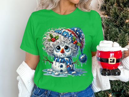 Melting Snowman with Santa Hat Holiday Shirt
