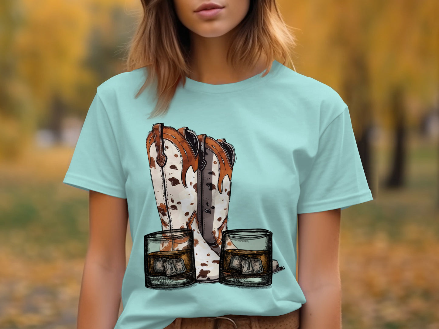 Cowboy Boots and Whiskey Glasses T-shirt