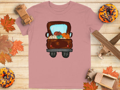 Pumpkin Harvest Truck Autumn T-Shirt Design