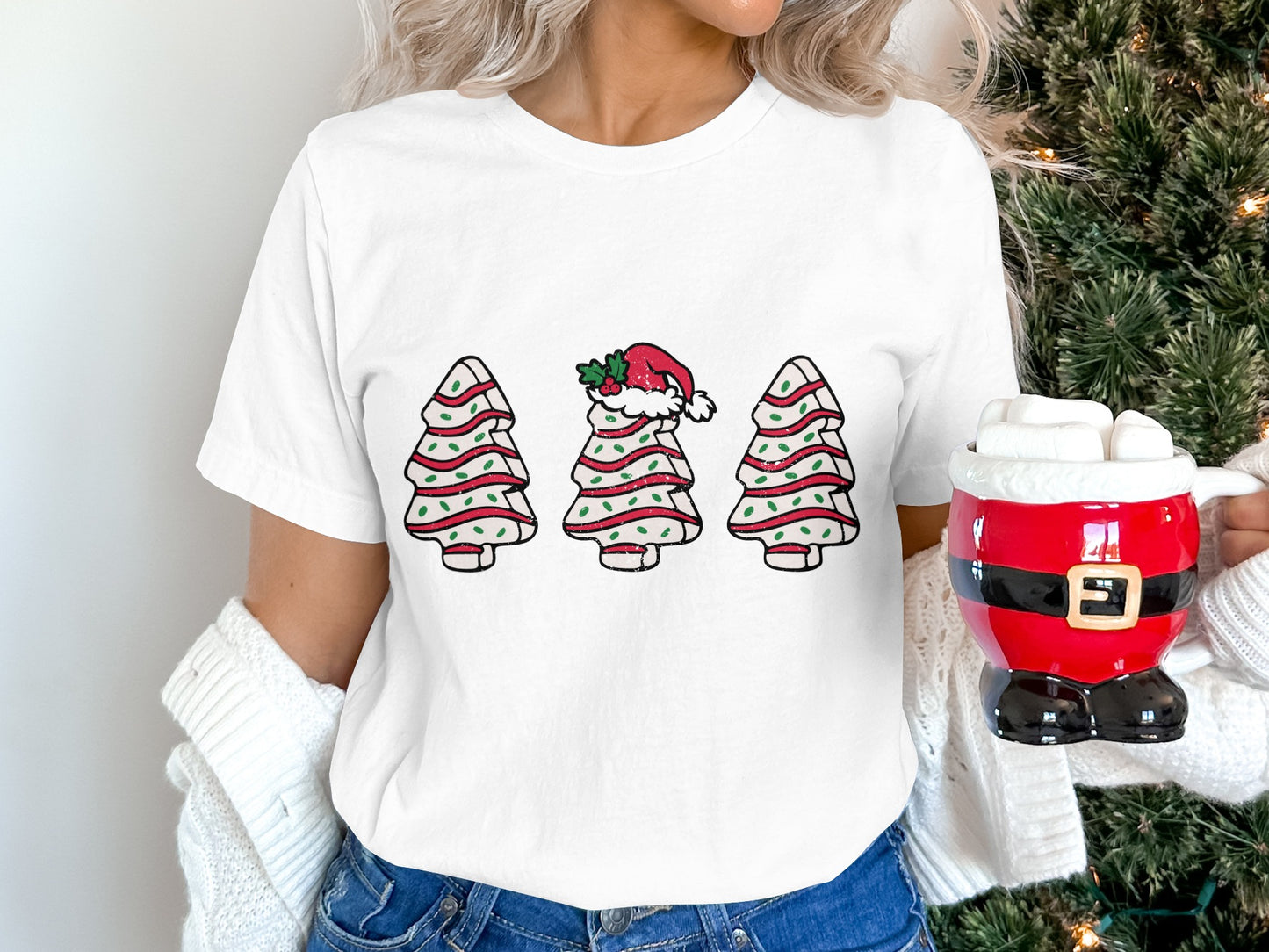 Festive Christmas Trees with Santa Hat Shirt Product