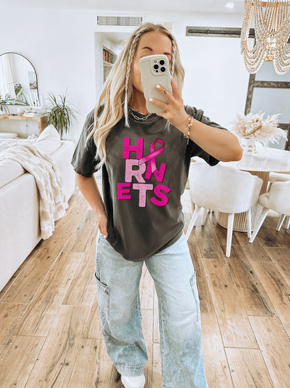 Breast Cancer Awareness Pink Ribbon Graphic Tee