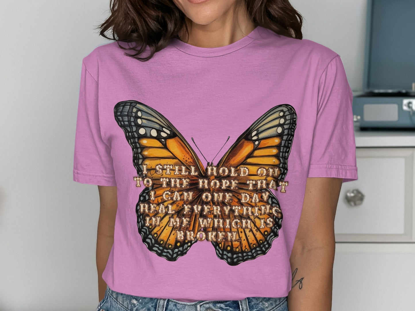Inspirational Butterfly Graphic Printed Shirt