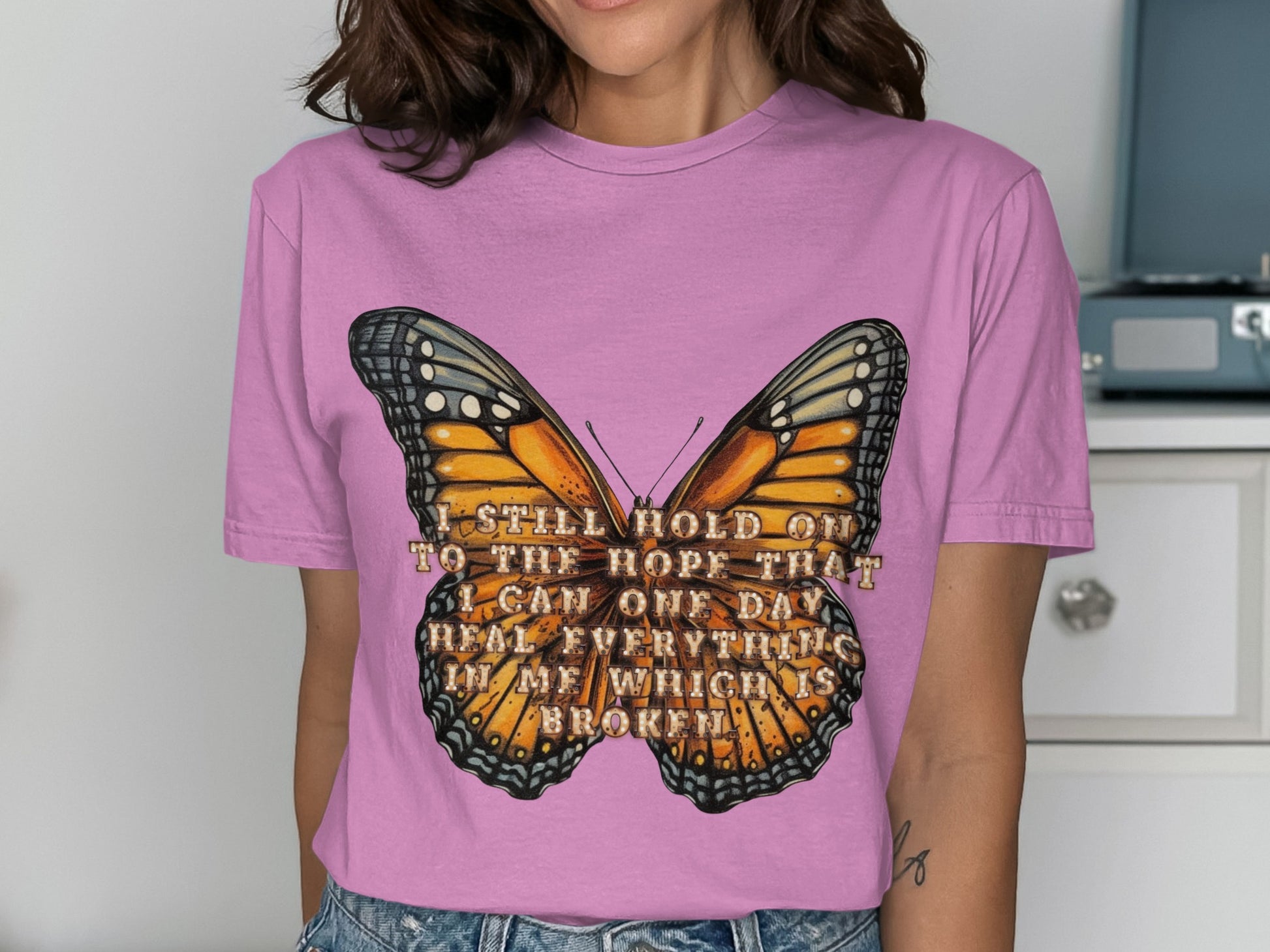 Inspirational Butterfly Graphic Printed Shirt