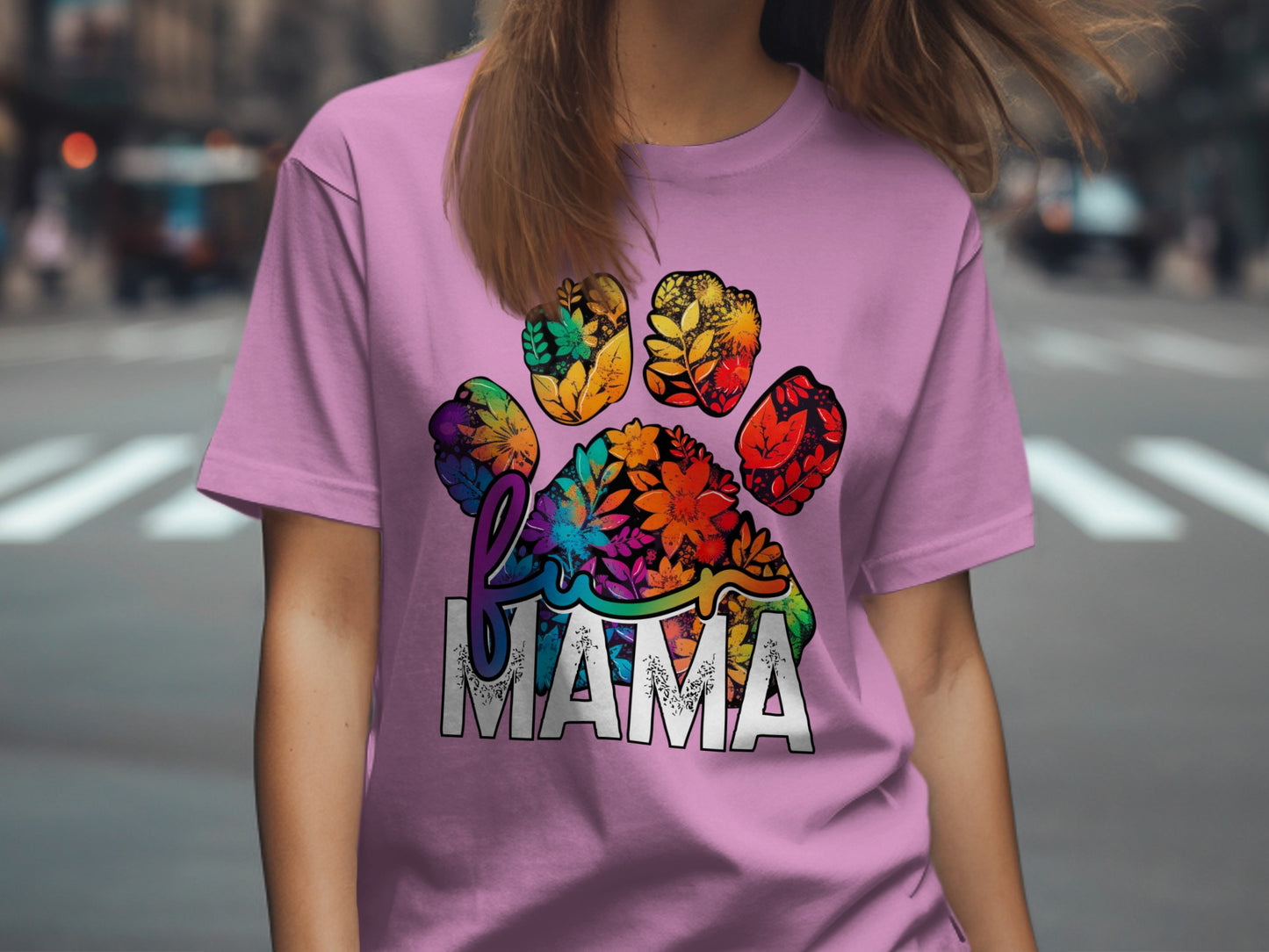 Colorful Paw Print Dog Mama T-Shirt for Pet Lovers