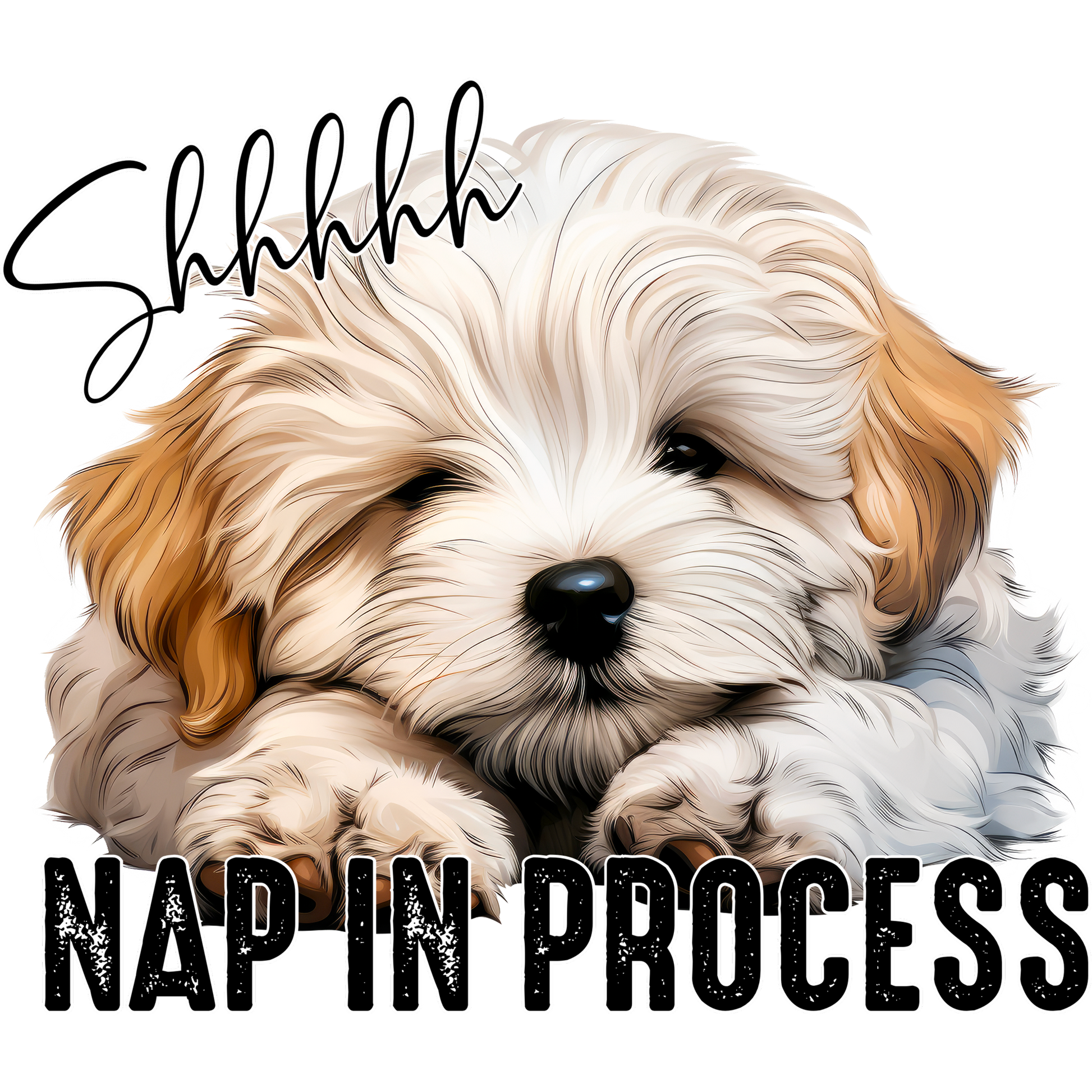 Shhh Cute Puppy Nap In Process Graphic Poster