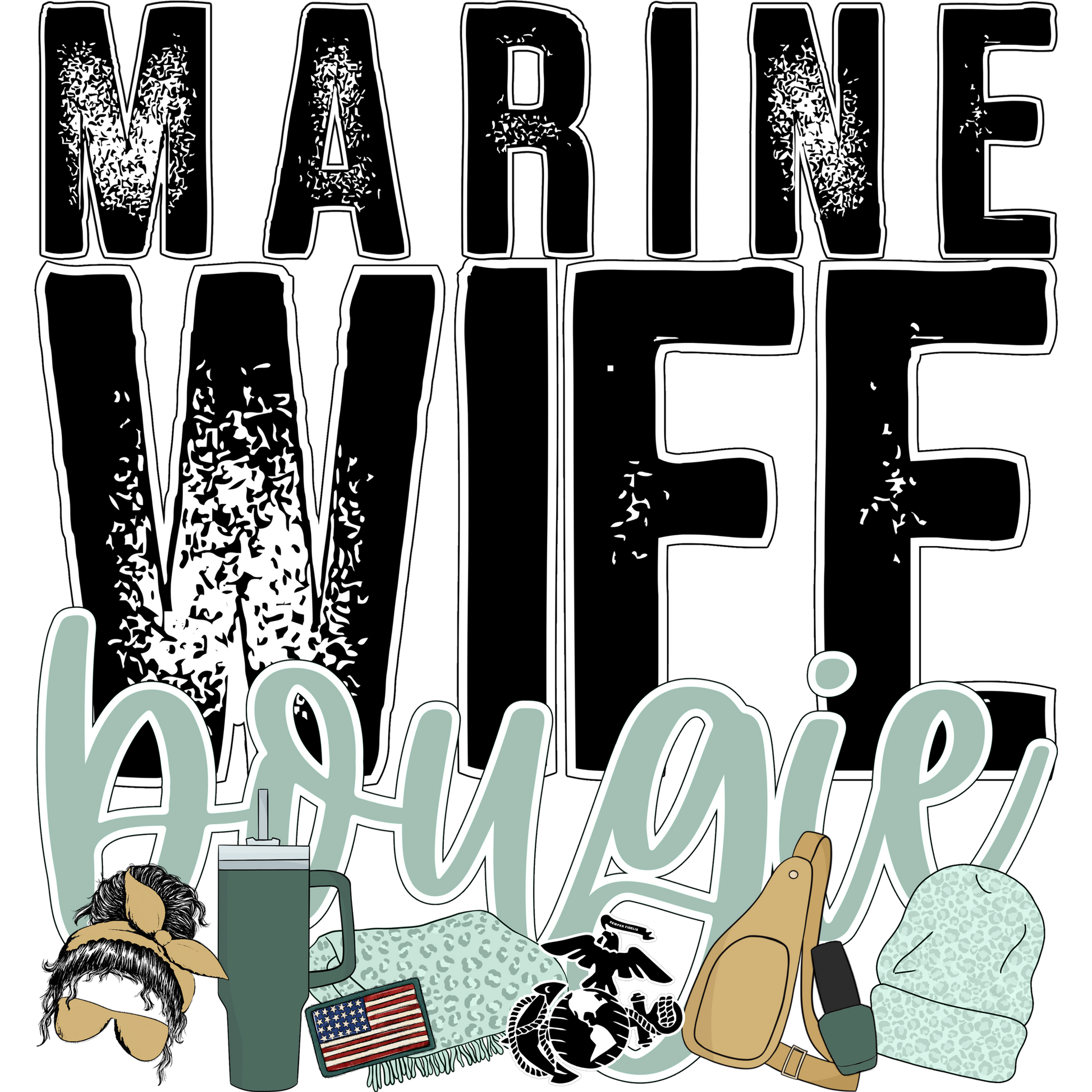 Marine Wife Bougie Graphic Art Print Design