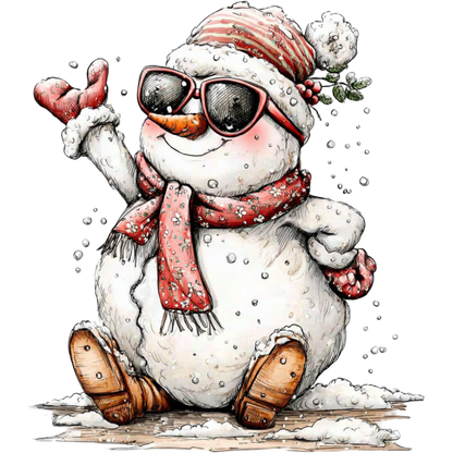 Snowman Wearing Sunglasses and Scarf Art Print