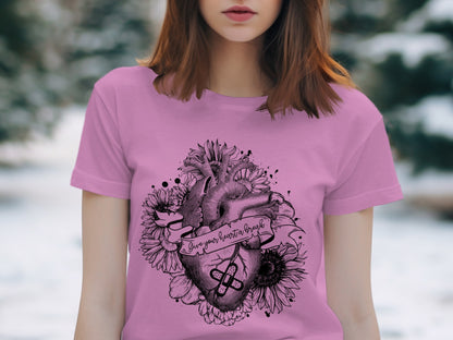 Artistic Heart and Flowers Graphic Tee Product