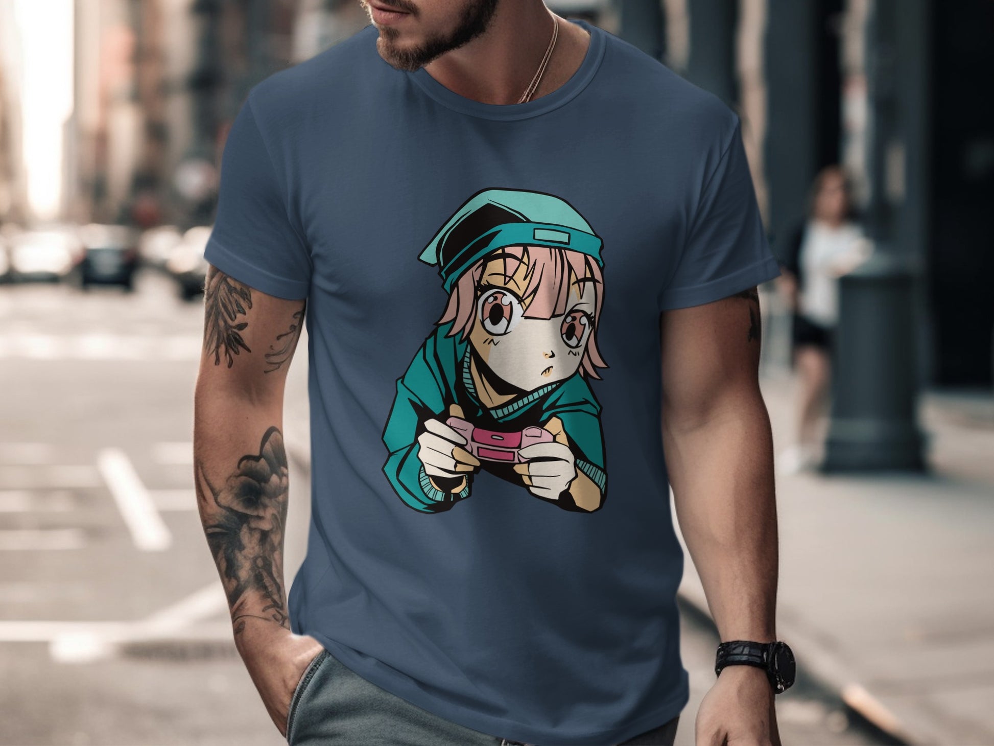 Stylish Anime Character Holding Game Console Shirt