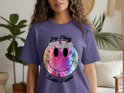 Stay Trippy Little Hippie Smiley Face Graphic Tee