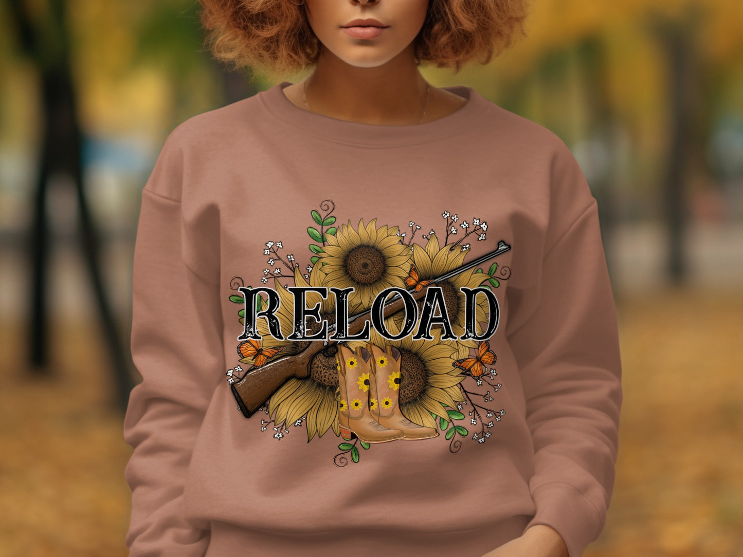 Reload Sunflower Rifle and Boots Sweatshirt