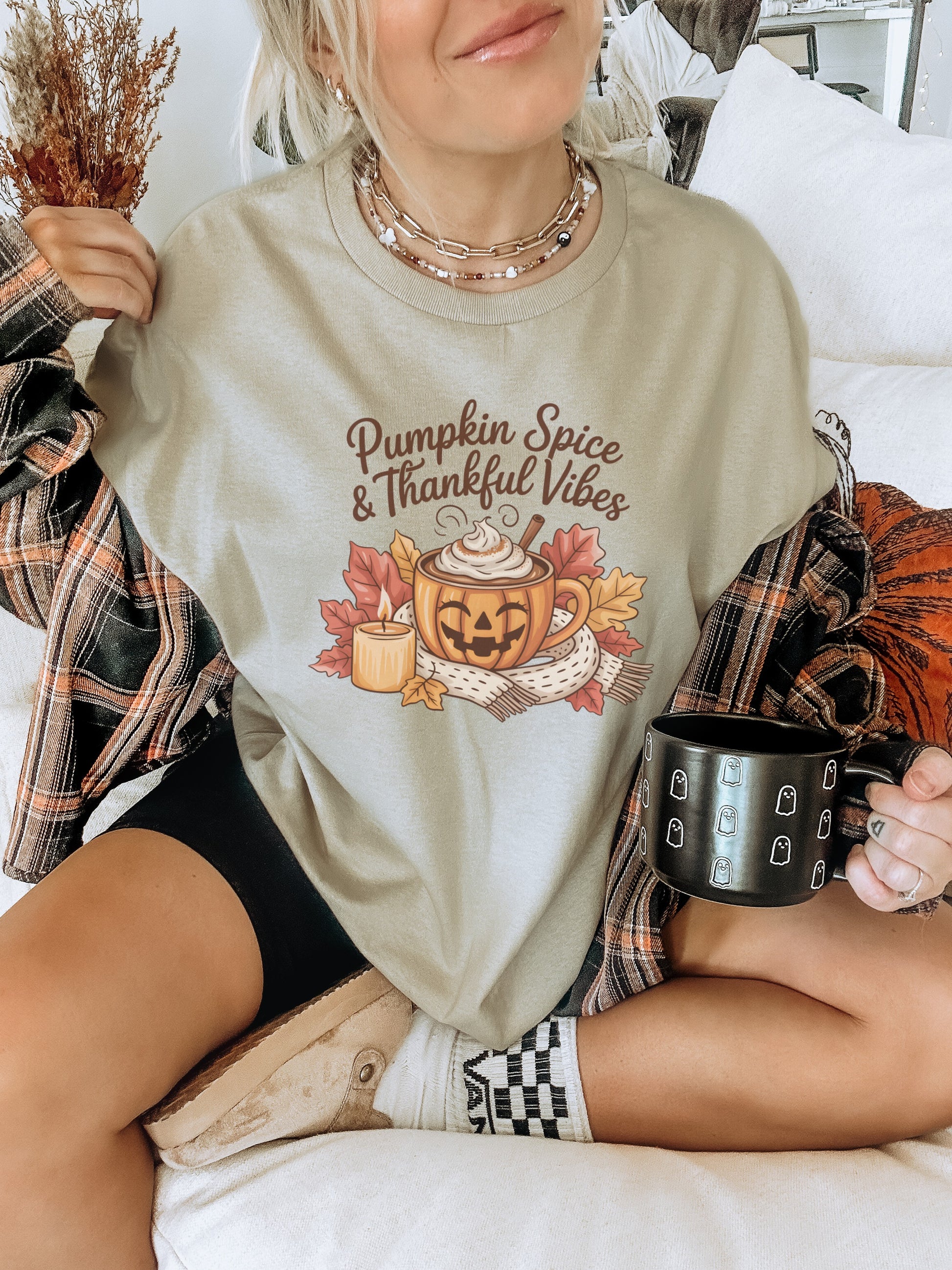 Pumpkin Spice and Thankful Vibes Graphic Tee