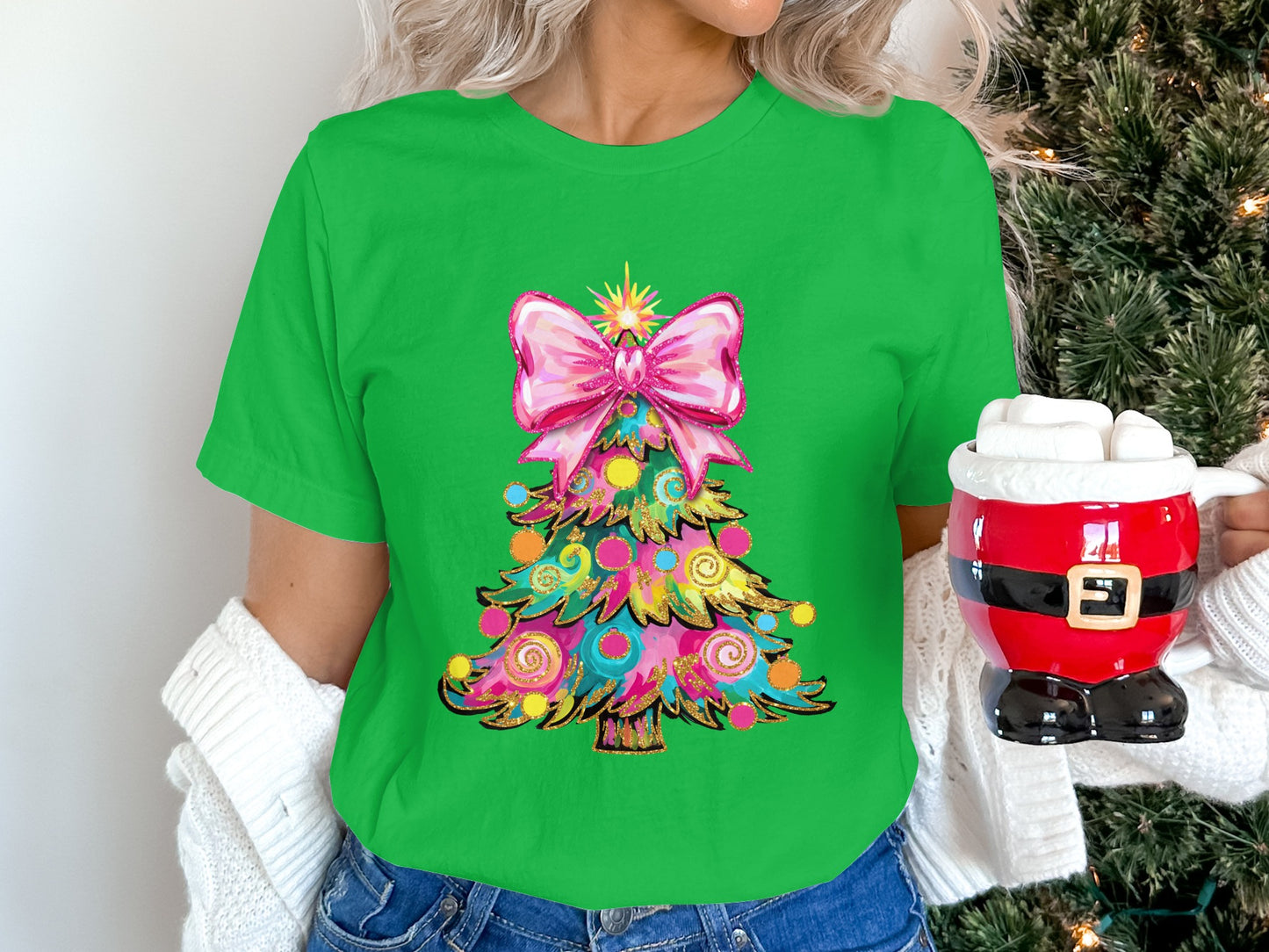 Bright Festive Christmas Tree Graphic Tee