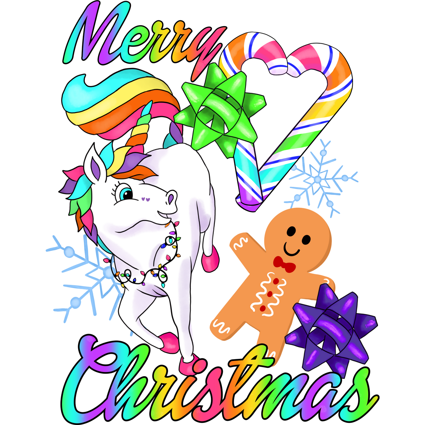 Merry Christmas Unicorn with Gingerbread Art
