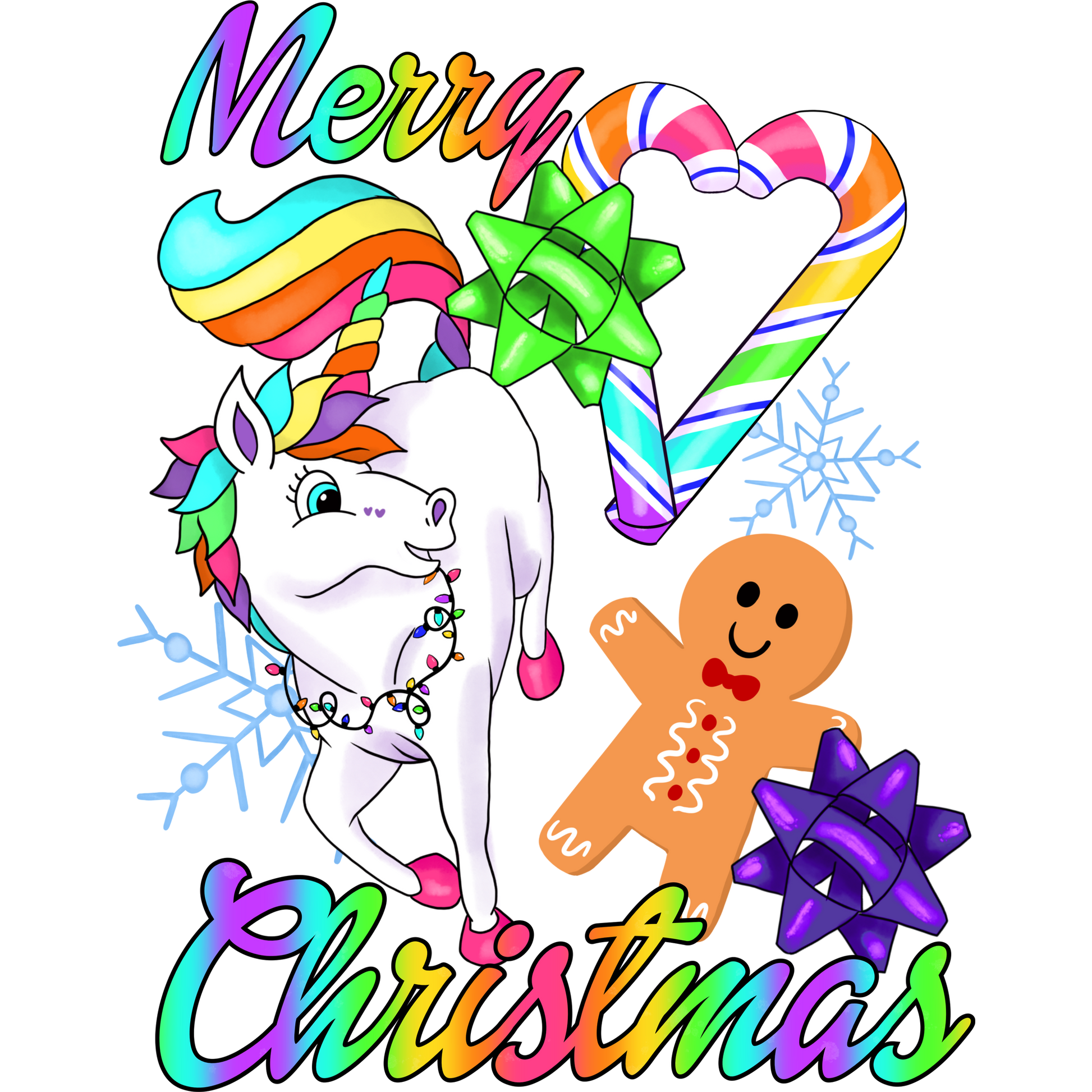 Merry Christmas Unicorn with Gingerbread Art