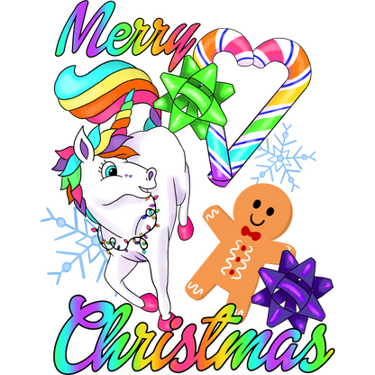 Merry Christmas Unicorn with Gingerbread Art