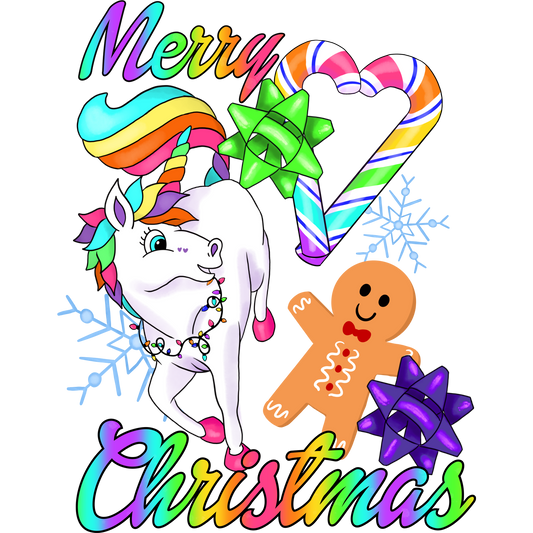 Merry Christmas Unicorn with Gingerbread Art