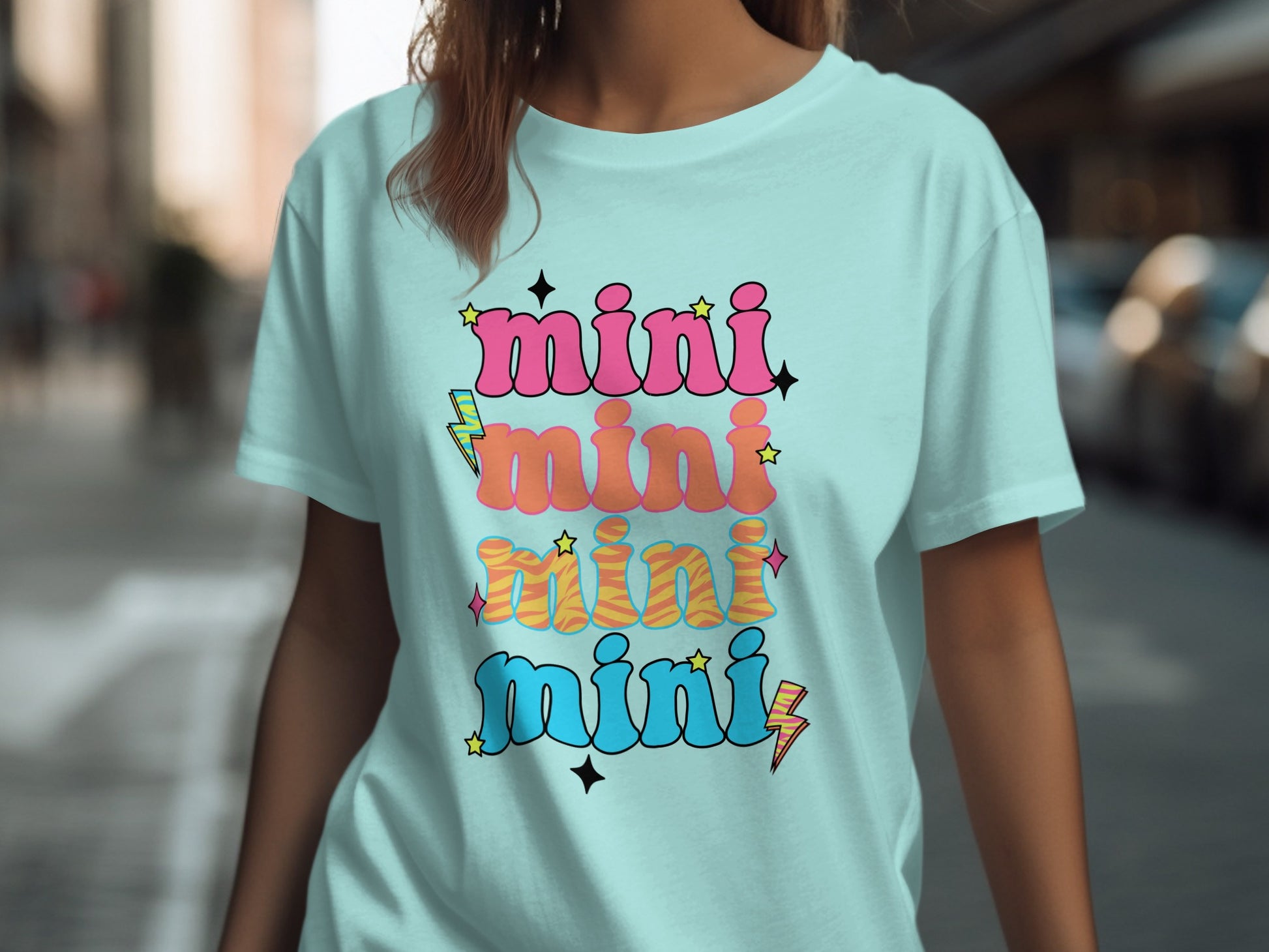 Stylish Multi-colored Mini Text Print T-shirt Design