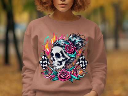 Vibrant Skull and Roses Graphic Sweatshirt product