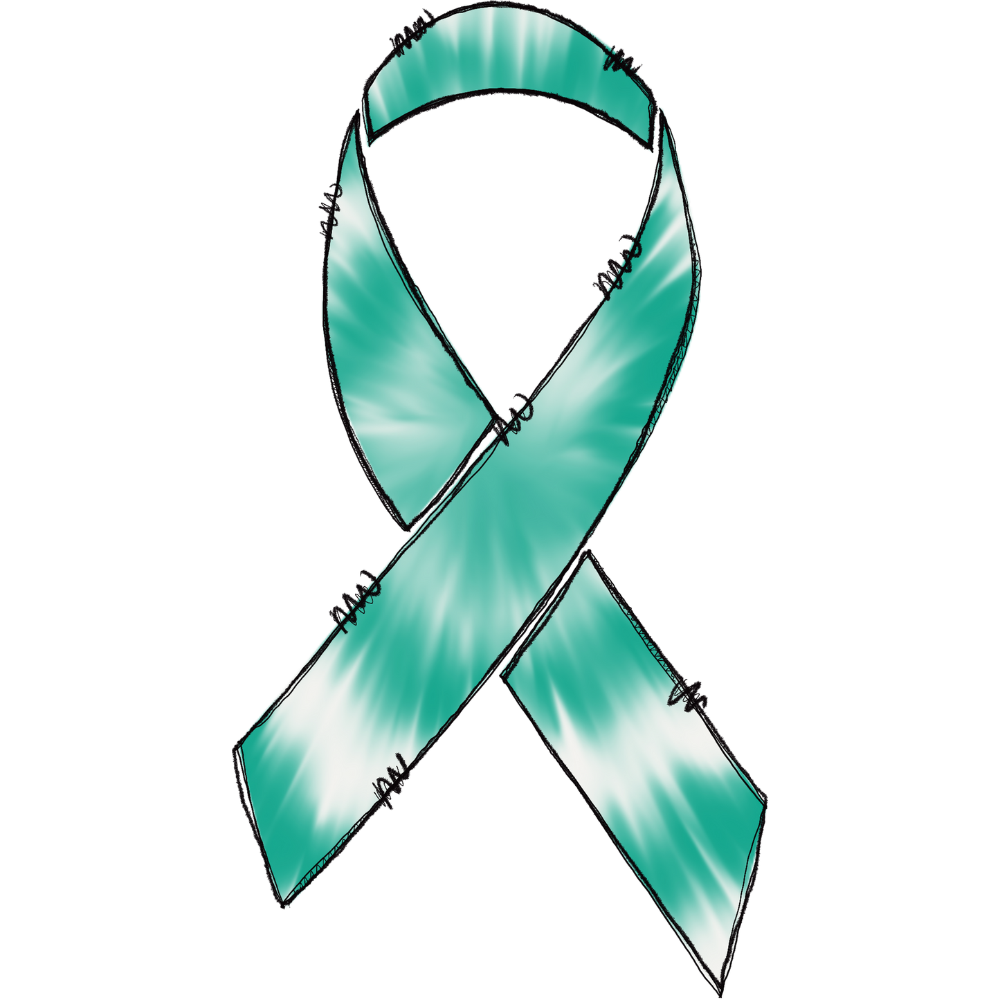 Awareness Teal and White Ribbon Drawing