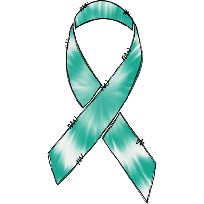 Awareness Teal and White Ribbon Drawing