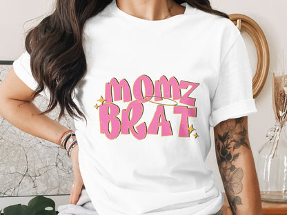 Momz Beat Graphic White Tee Shirt Retro Design