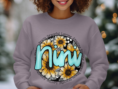 Floral Nini Brave Graceful Loving Amazing Strong Sweatshirt