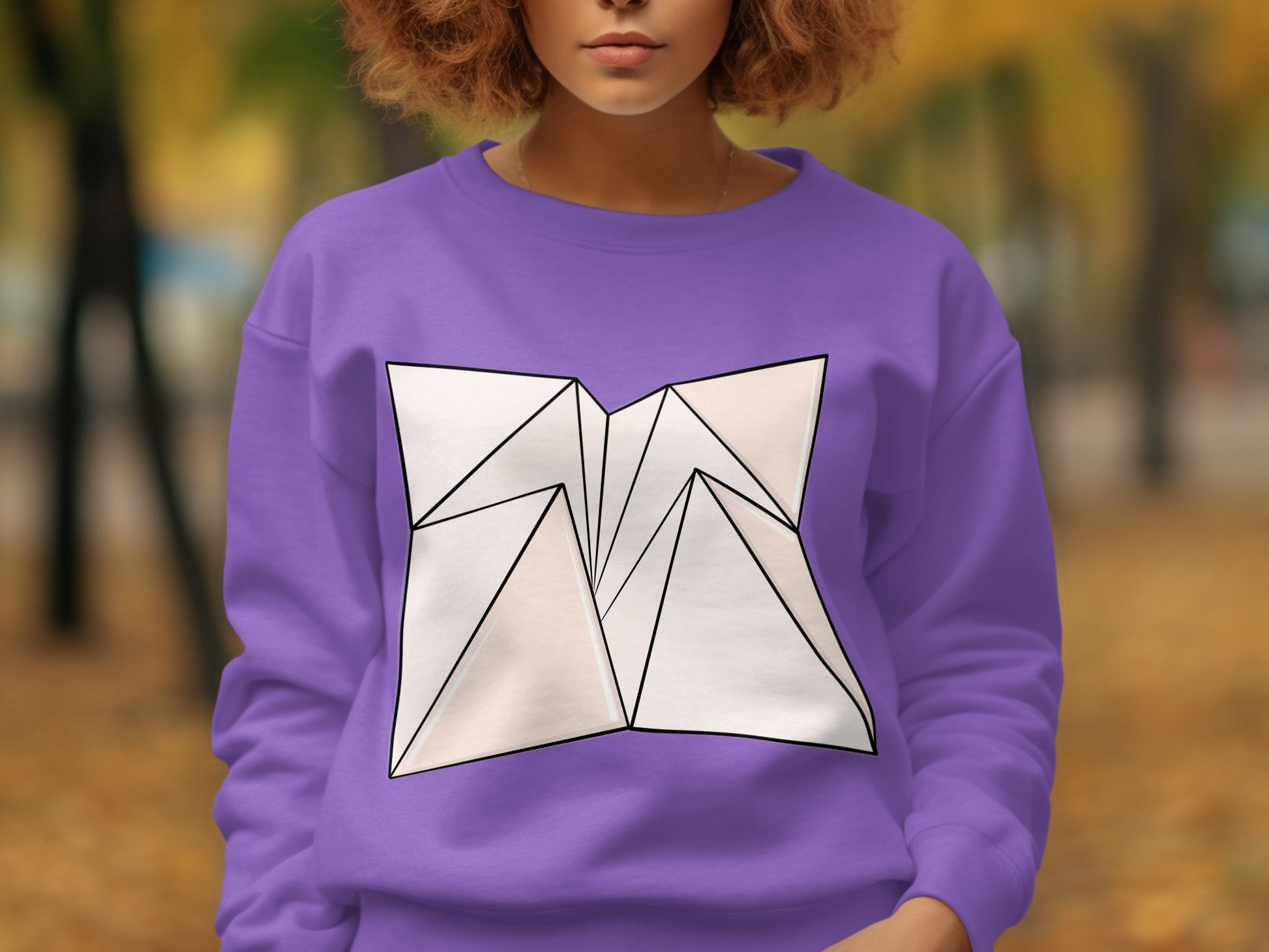 Geometric Shape Art Design on Purple Sweatshirt