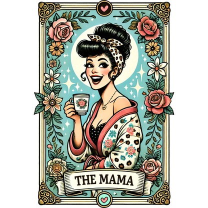 Retro Floral Elegance The Mama Illustrated Art Print