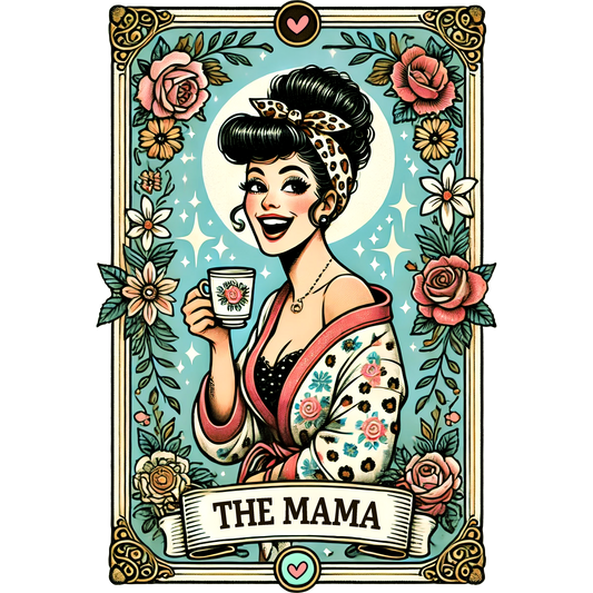Retro Floral Elegance The Mama Illustrated Art Print