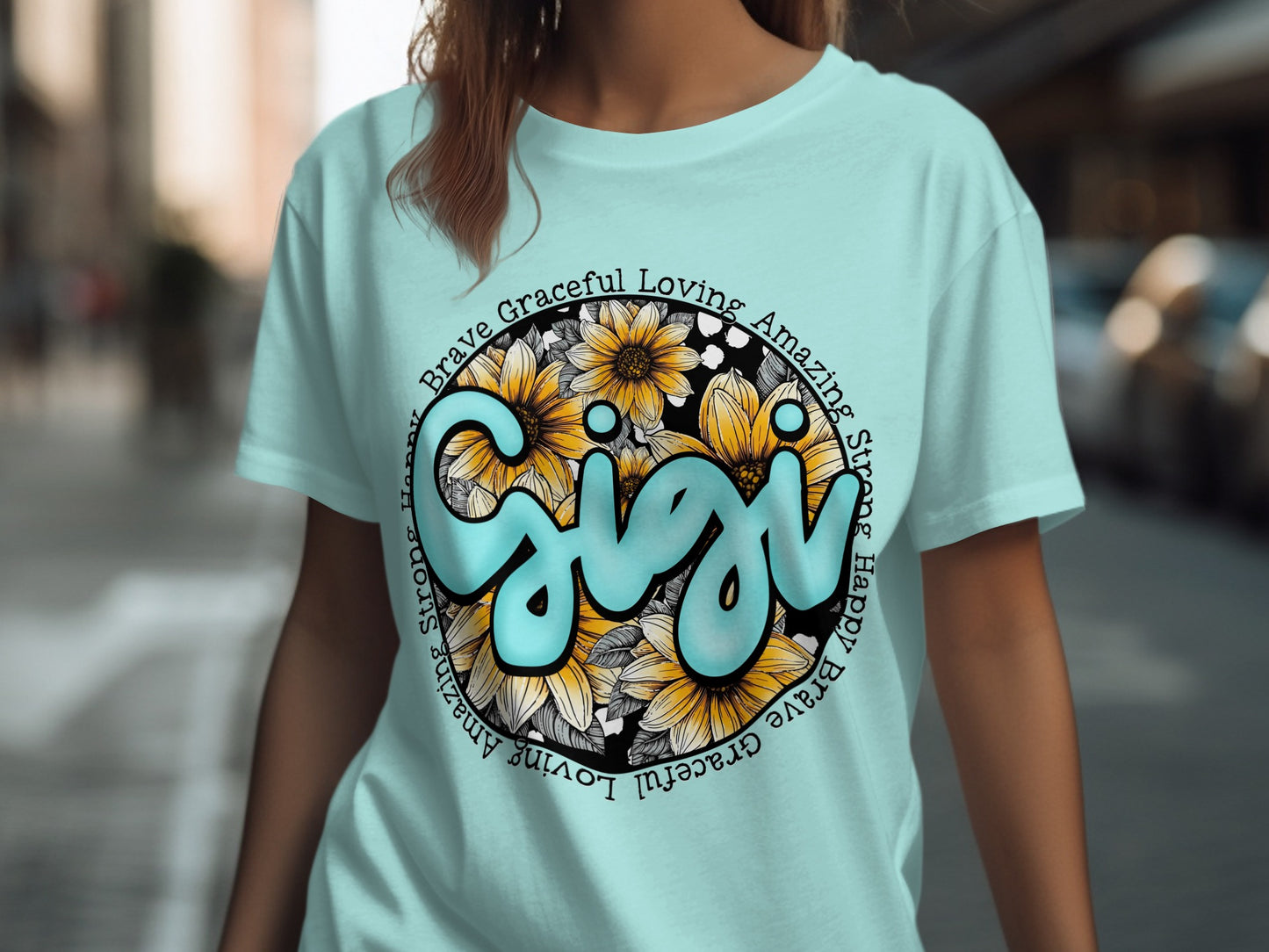 Brave Loving Amazing Sigi Artistic Floral Graphic Shirt